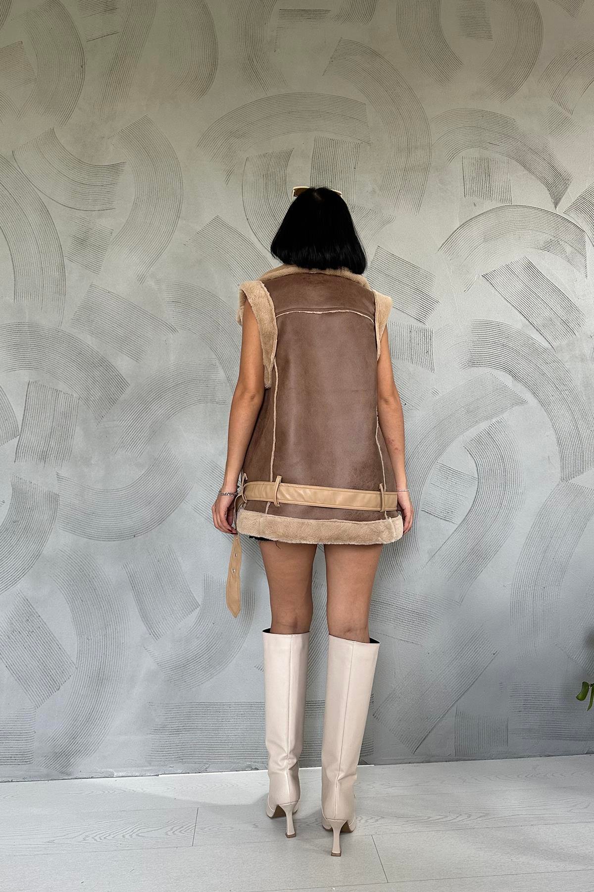 Toptan Taba Kürklü Yelek