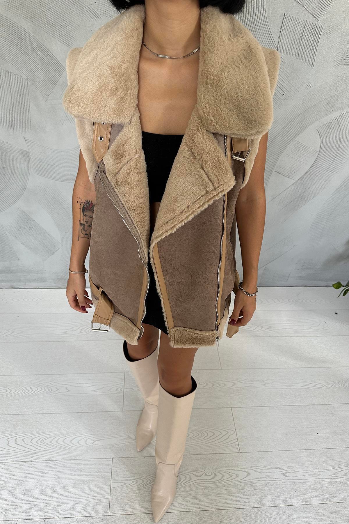 Toptan Taba Kürklü Yelek