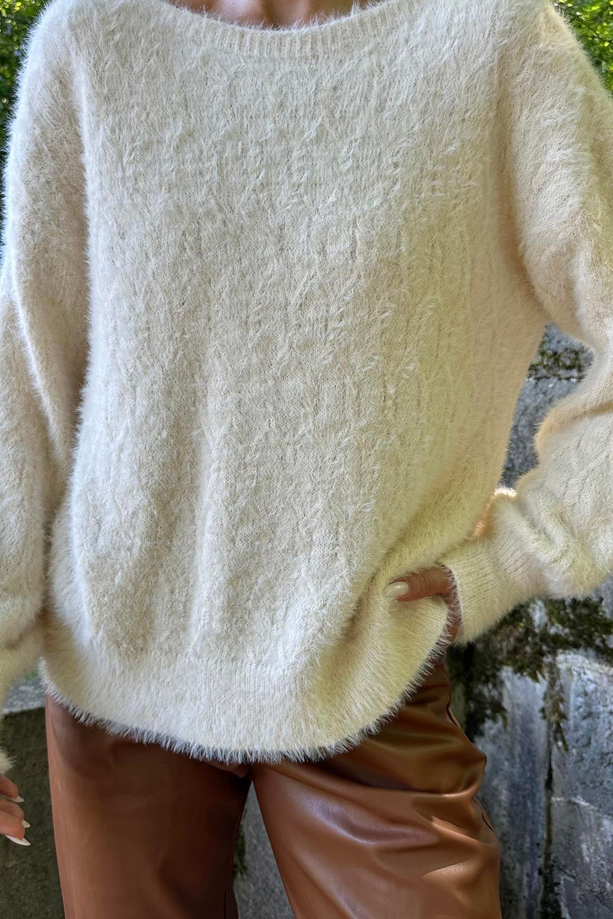 Toptan Taş Baklava Desenli Triko Kazak