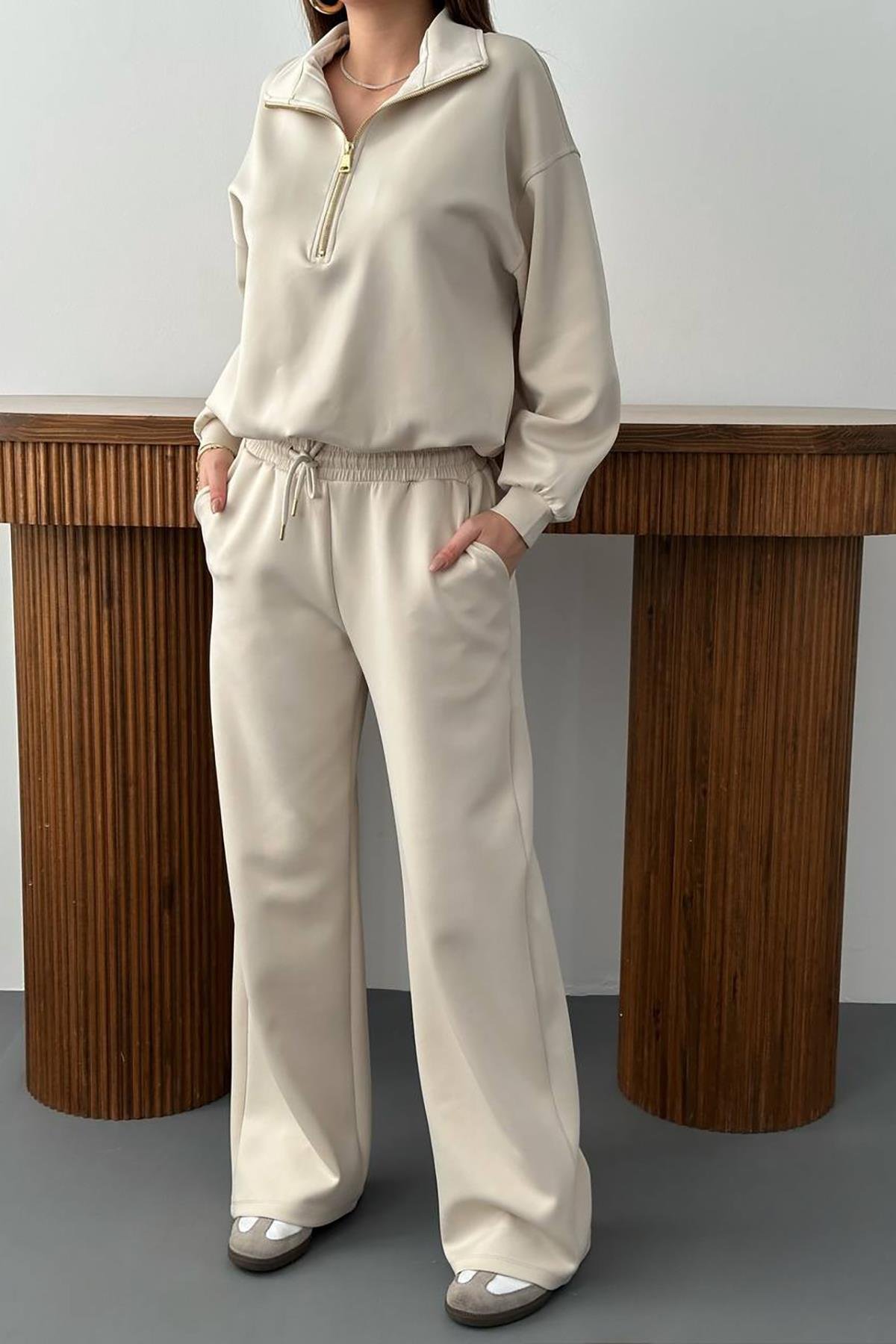 Toptan Taş Önü Fermuarlı Scuba Takım