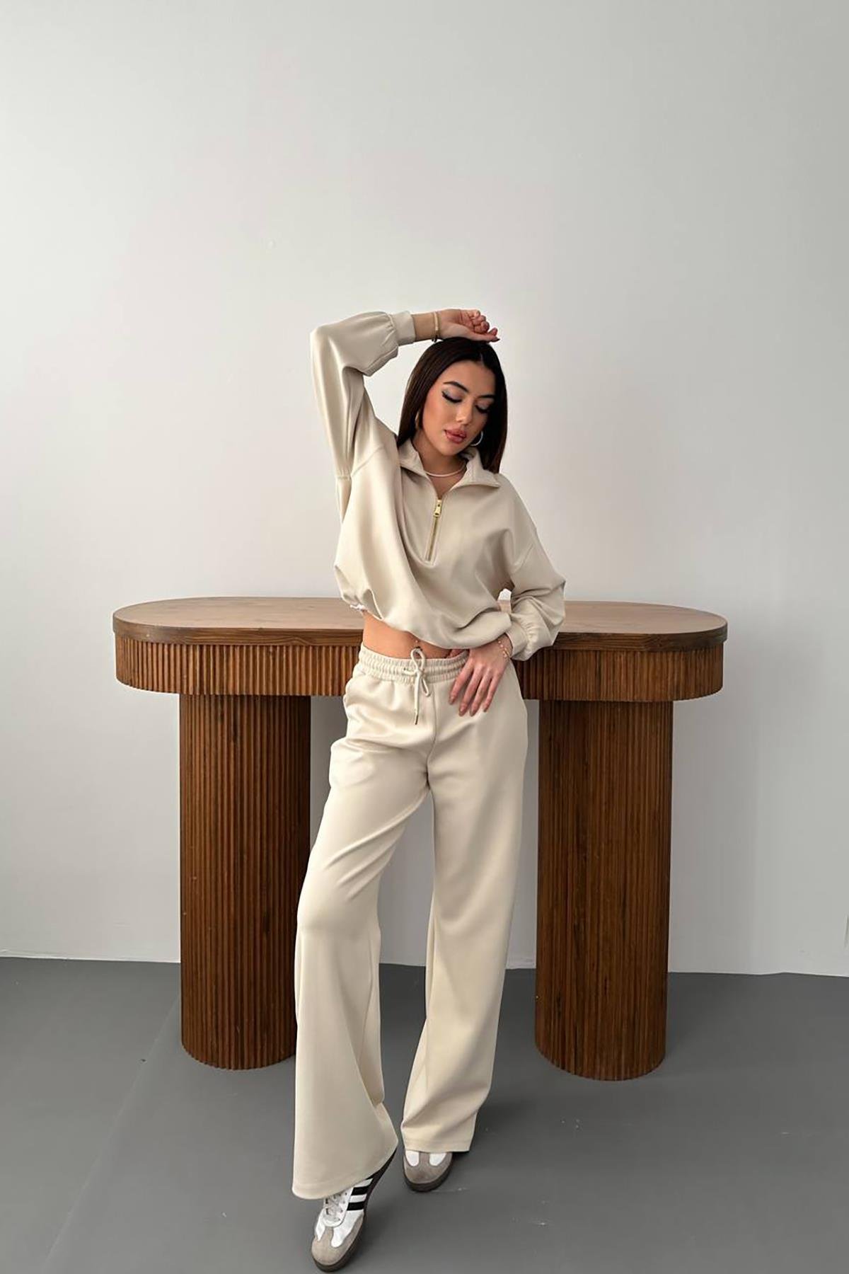 Toptan Taş Önü Fermuarlı Scuba Takım