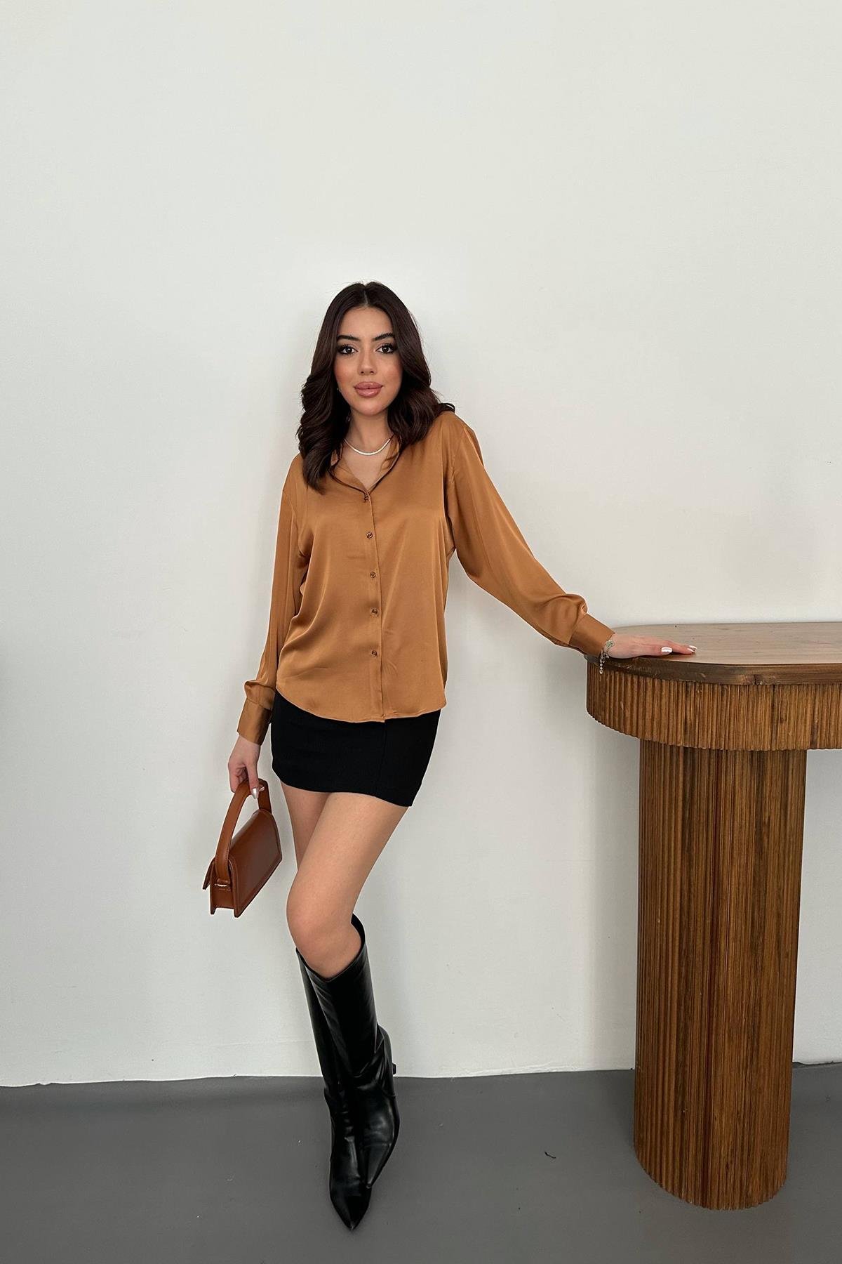 Toptan Vizon Saten Gömlek