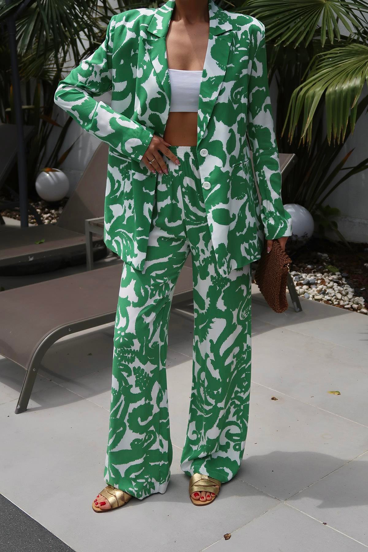 Toptan Yeşil Ceket ve Pantolon Takım