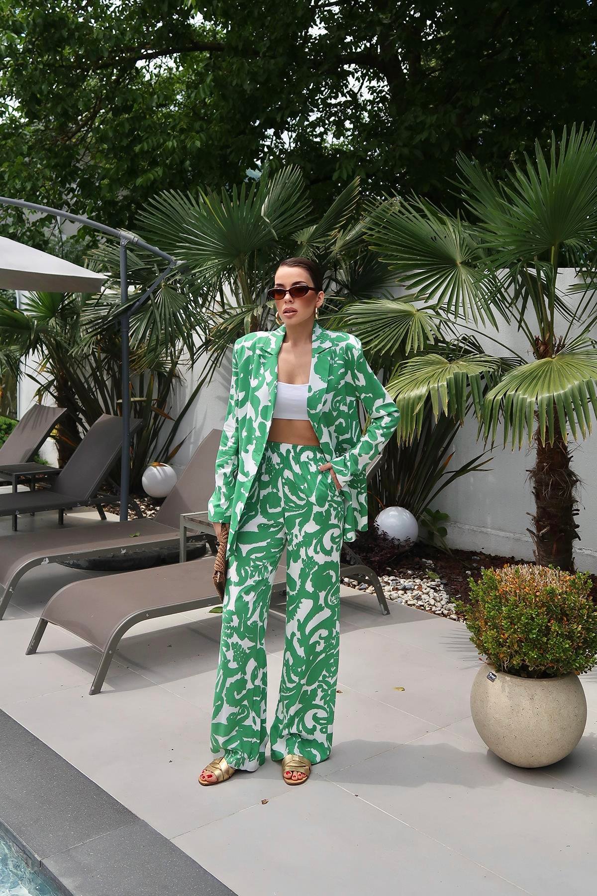 Toptan Yeşil Ceket ve Pantolon Takım