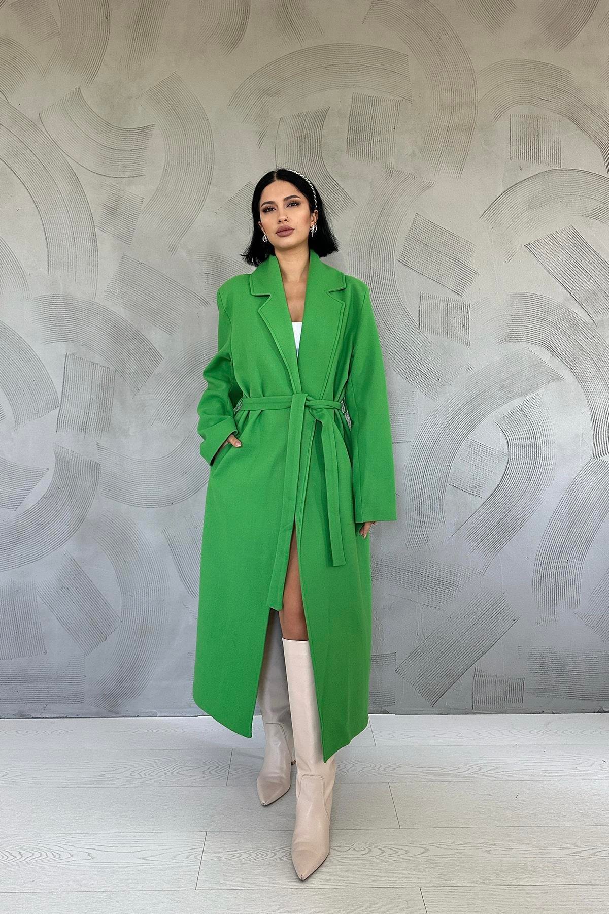 Yeşil Kuşaklı Midi Kaban