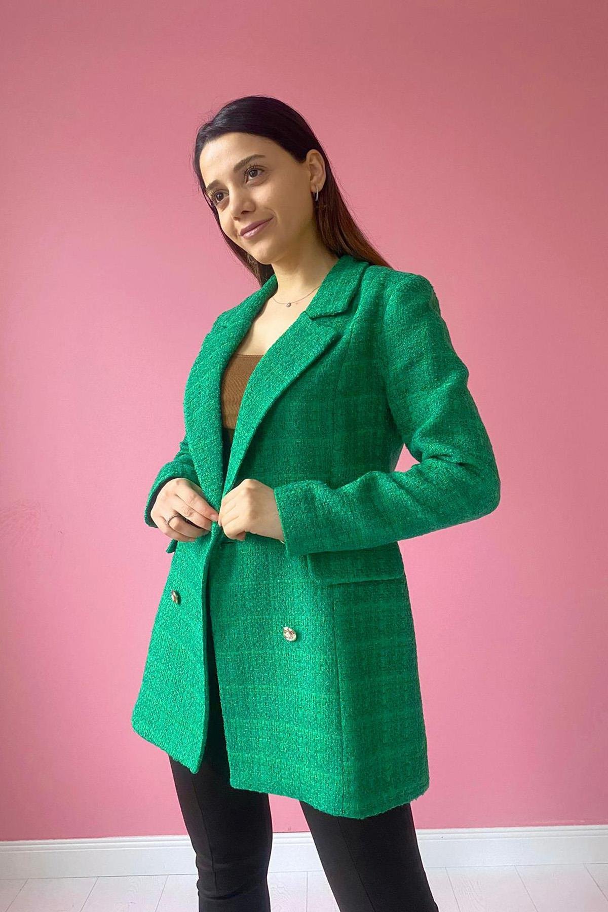 Toptan Yeşil Tüvit Ceket