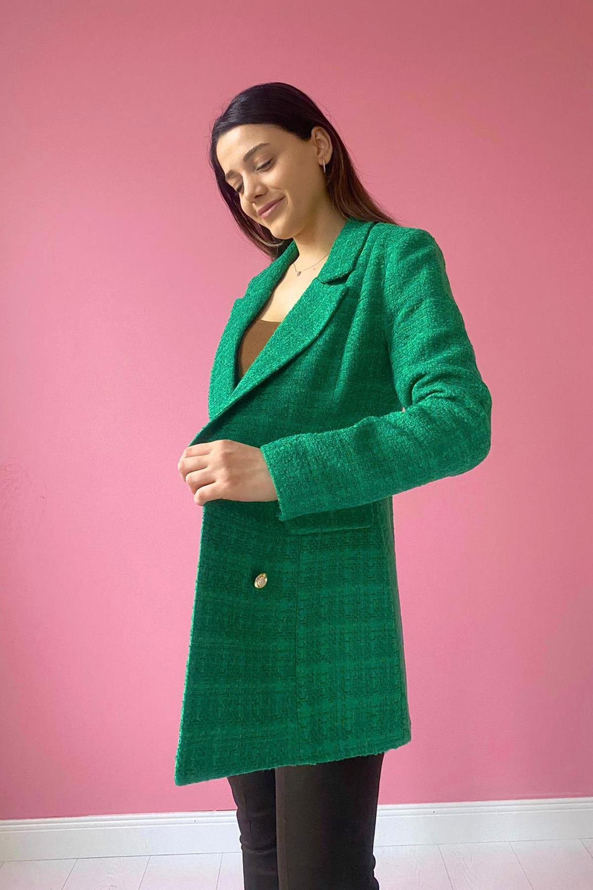 Toptan Yeşil Tüvit Ceket