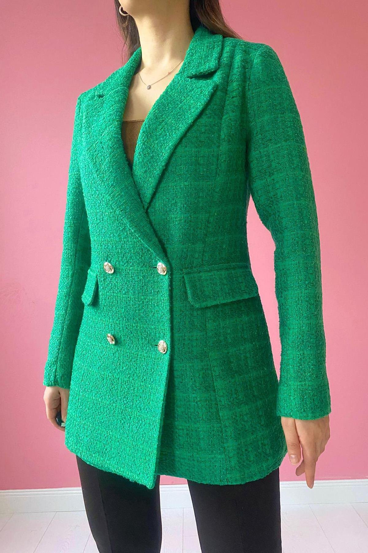 Toptan Yeşil Tüvit Ceket