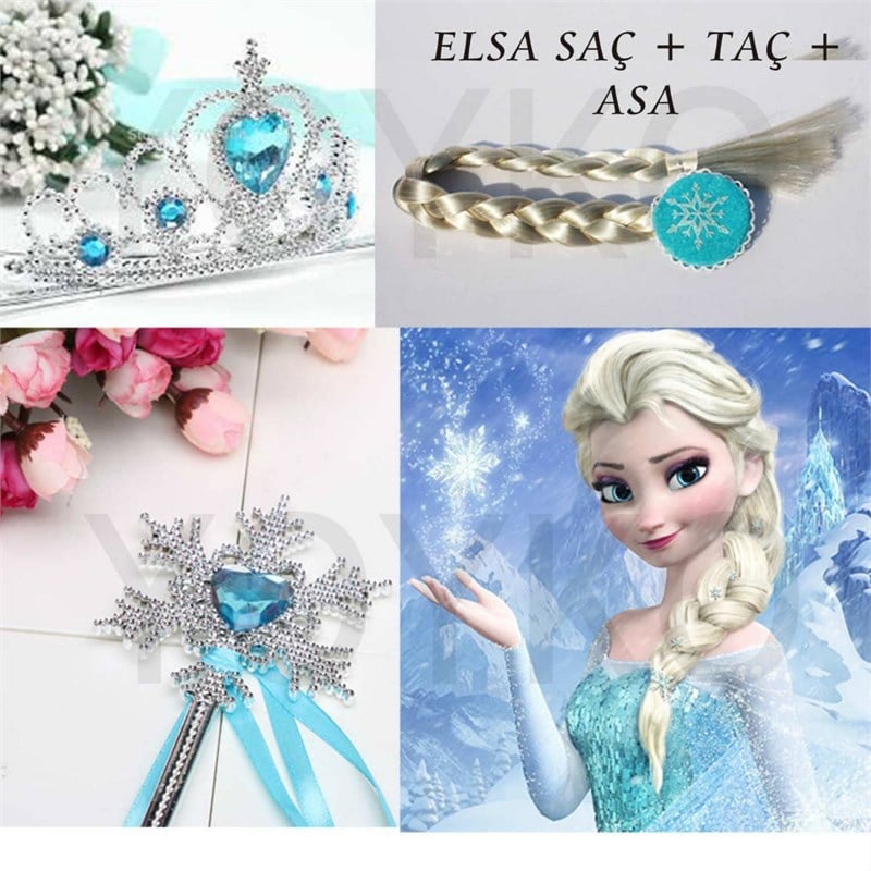 Karlar Ülkesi Elsa Saç Taç Asa Seti
