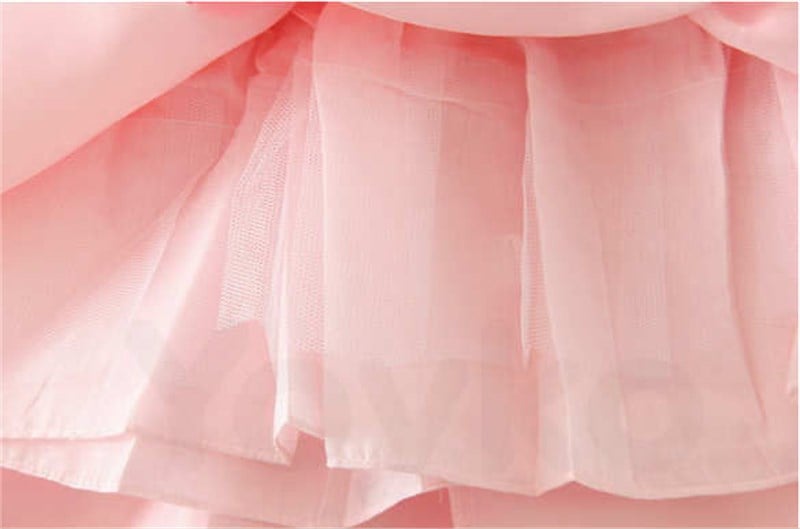 Kız Çocuk Abiye Pudra Pembe Taç ve Buket Hediyeli