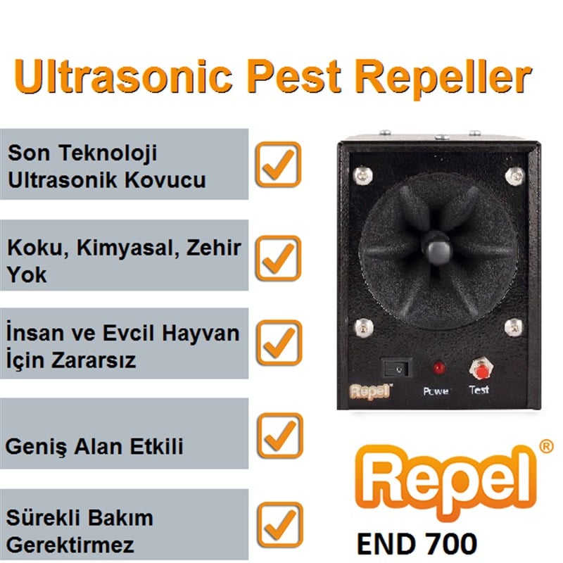 END 700 Siyah Endüstriyel Ultrasonik Fare Sıçan Yarasa Kovucu