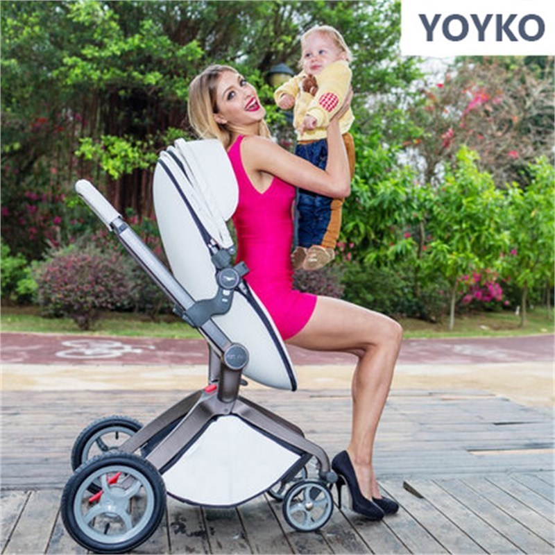 Hotmom Bebek Arabası Ana Kucaklı Beyaz Gri Kasa