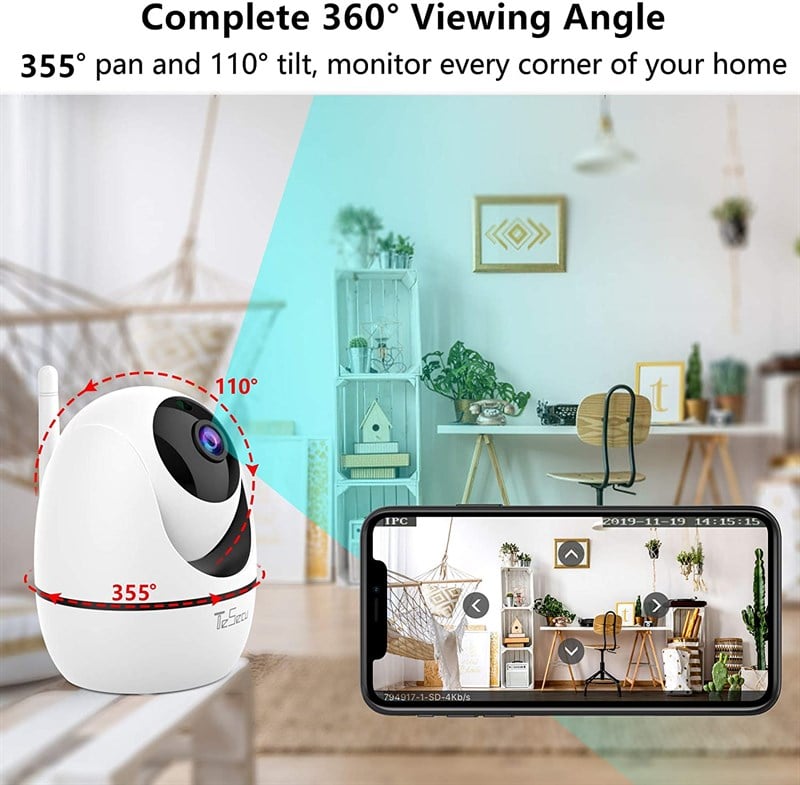 Jo Moyner 2MP Full HD Gece Görüşlü Uzaktan Erişim Renkli Sesli Hareket Algılama IP Wifi Kamera 128Gb SD Kart Güvenlik Kamerası Bebek İzleme Pet İzleme