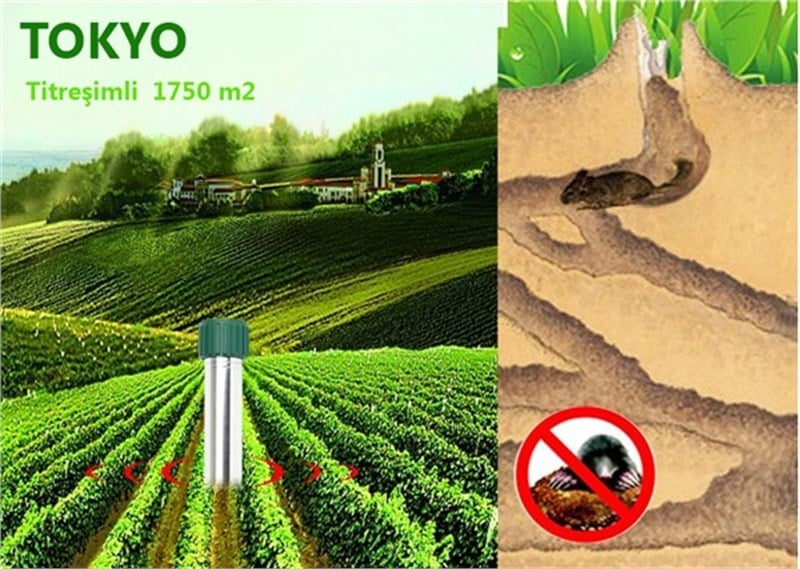 Motor Titreşimli Fare,Yılan, Köstebek Kovucu 1750m2