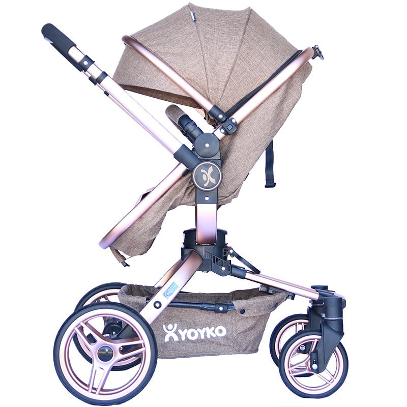 Yoyko 360 Derece Dönebilen Bebek Arabası 3 in 1 Kahve Rose Kasa