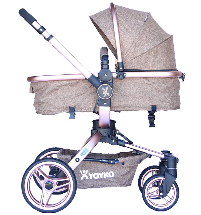 Yoyko 360 Derece Dönebilen Bebek Arabası 3 in 1 Kahve Rose Kasa