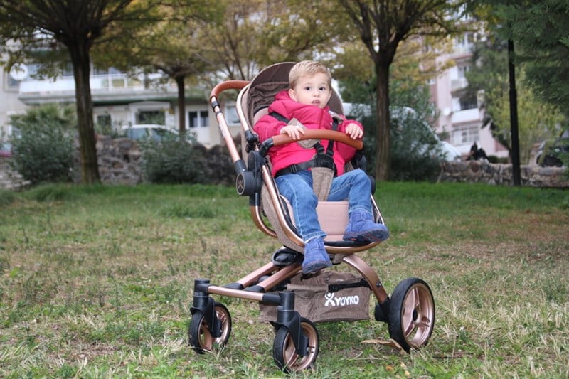 Yoyko 360 Derece Dönebilen Bebek Arabası 3 in 1 Kahve Rose Kasa