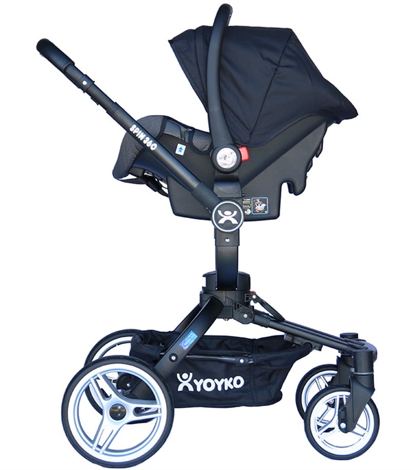 Yoyko 360 Derece Dönebilen Bebek Arabası 3 in 1 Siyah Siyah Kasa
