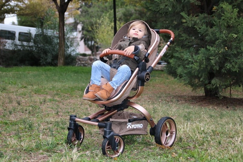 Yoyko 360 Derece Dönebilen Bebek Arabası 3 in 1 Kahve Rose Kasa