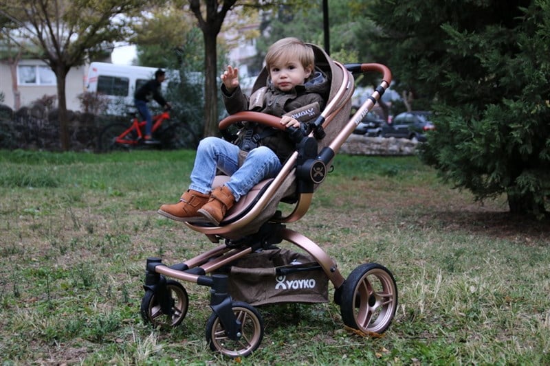 Yoyko 360 Derece Dönebilen Bebek Arabası 3 in 1 Kahve Rose Kasa