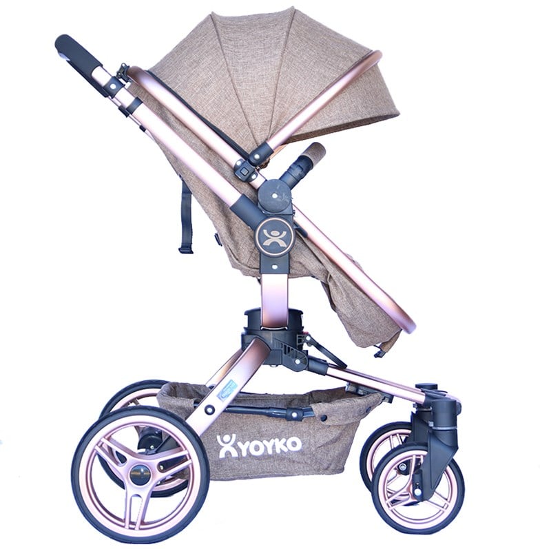 Yoyko 360 Derece Dönebilen Bebek Arabası 3 in 1 Kahve Rose Kasa
