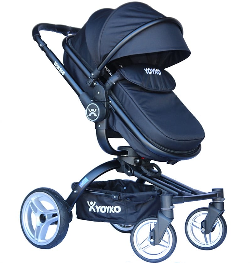 Yoyko 360 Derece Dönebilen Bebek Arabası 3 in 1 Siyah Siyah Kasa