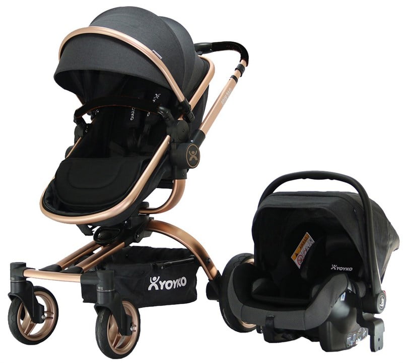 Yoyko 360 Derece Dönen Bebek Arabası 3 in 1 Siyah Rose Kasa
