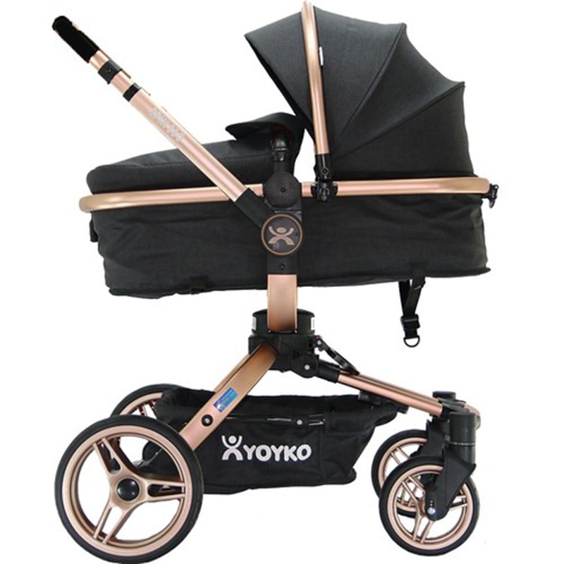 Yoyko 360 Derece Dönen Bebek Arabası 3 in 1 Siyah Rose Kasa