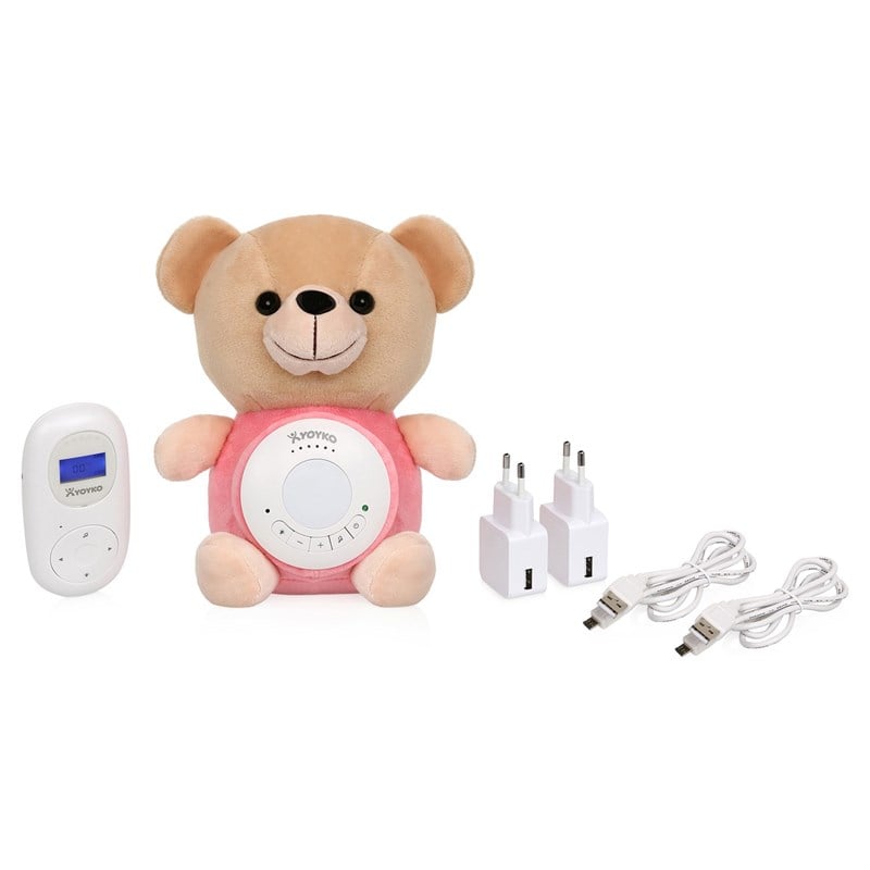 Yoyko Bear Dijital Bebek Telsizi 300m - Şarjlı - Isı Göstergesi - Interkom - LCD Ekran - Gece Işığı - Ninni Pembe