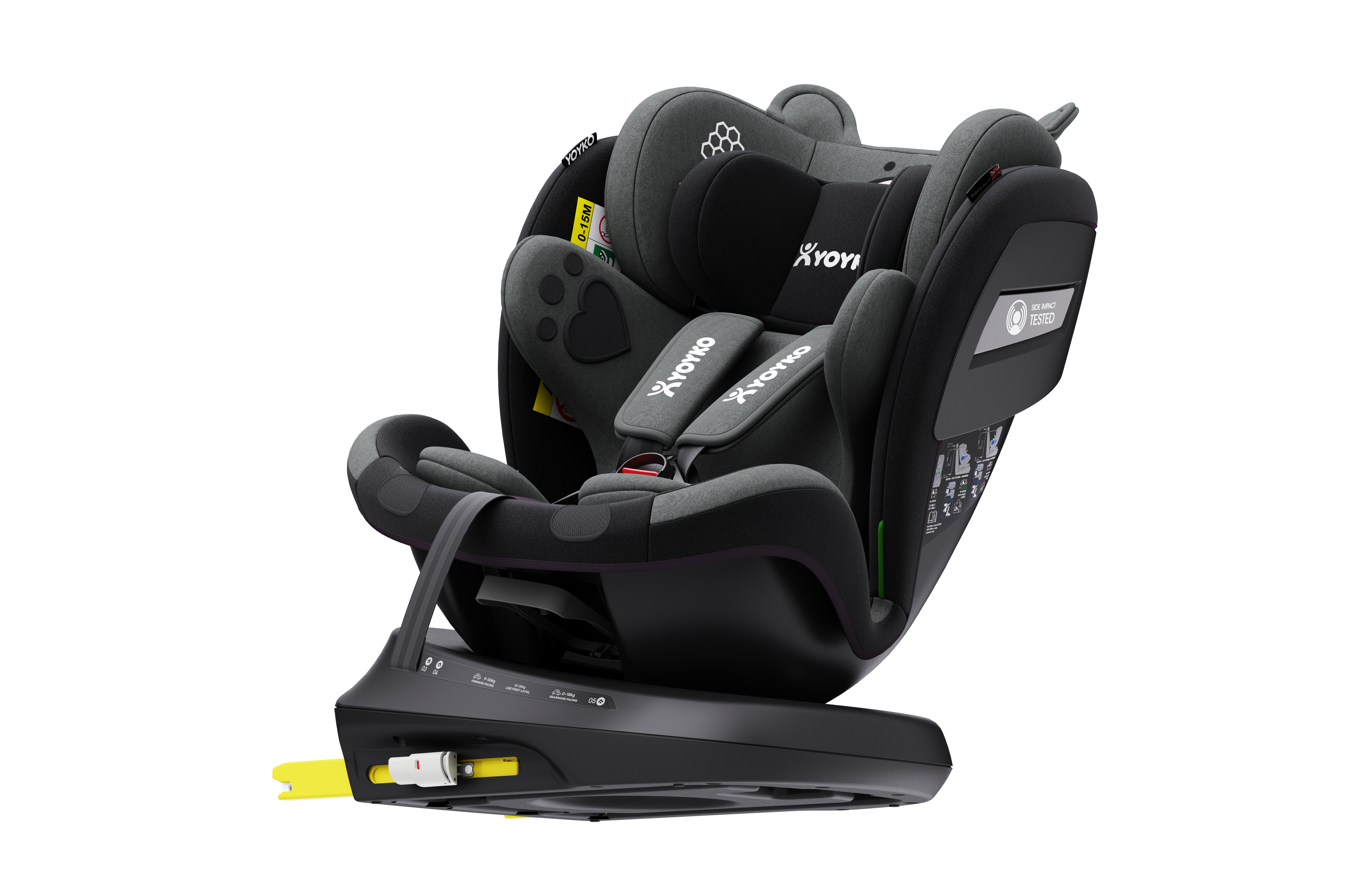 Yoyko Bear Dönebilir Yatabilir 0-36 Kg Oto Koltuğu ISOFIX/SIP/LATCH Gri