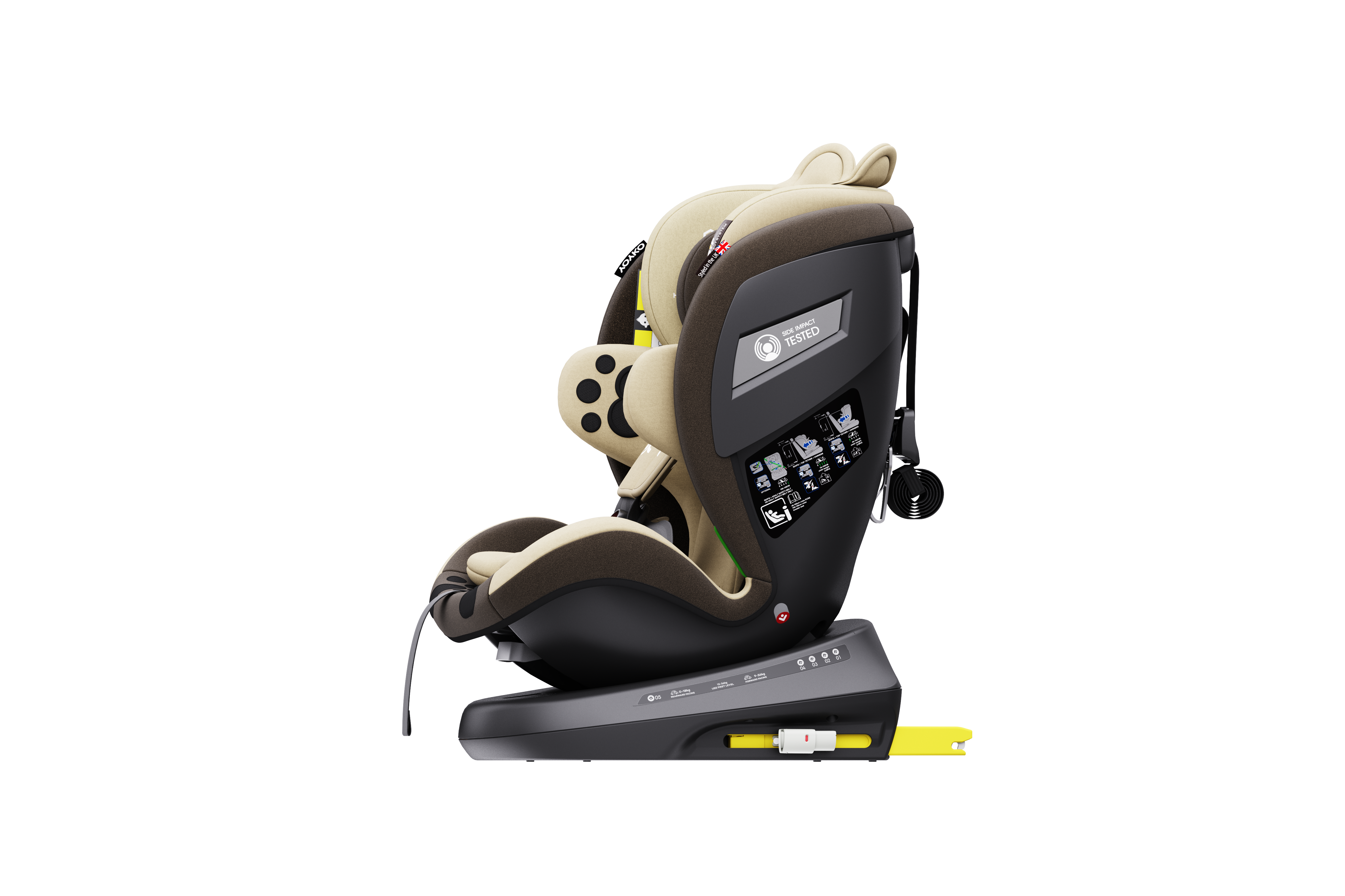 Yoyko Bear Dönebilir Yatabilir 0-36 Kg Oto Koltuğu ISOFIX/SIP/LATCH Kahverengi