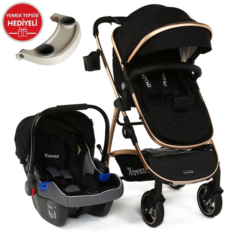 Yoyko City Travel Sistem Bebek Arabası 3 in 1 Siyah Rose