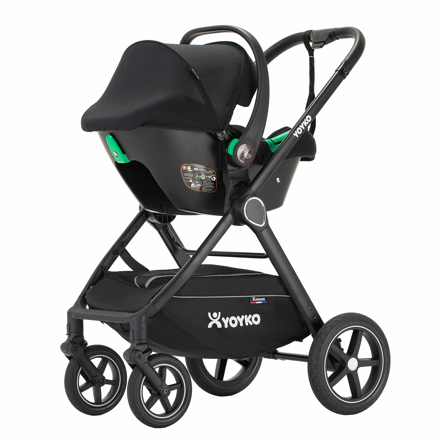 Yoyko Crown i-Size Travel Sistem Bebek Arabası 3 in 1 Siyah Siyah