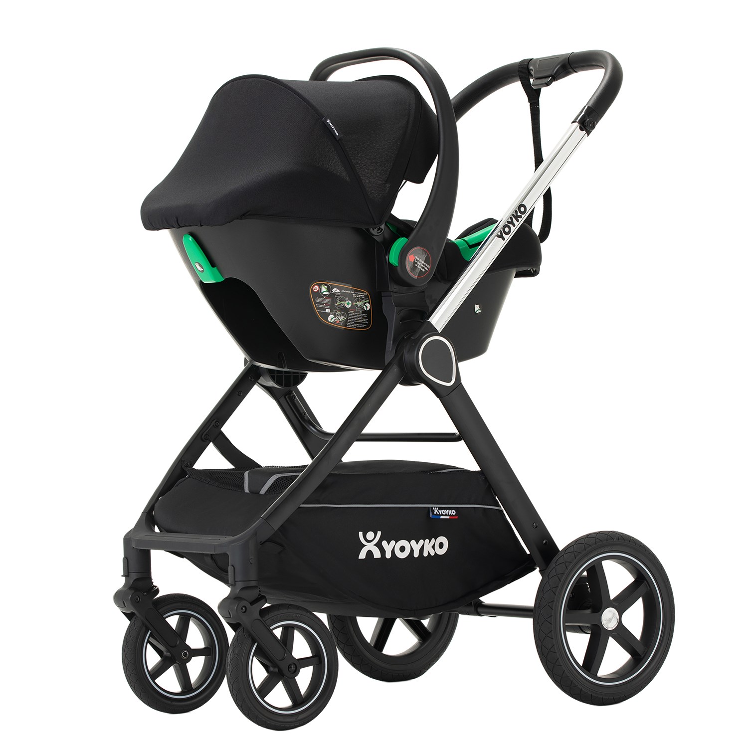 Yoyko Crown i-Size Travel Sistem Bebek Arabası 3 in 1 Siyah Silver