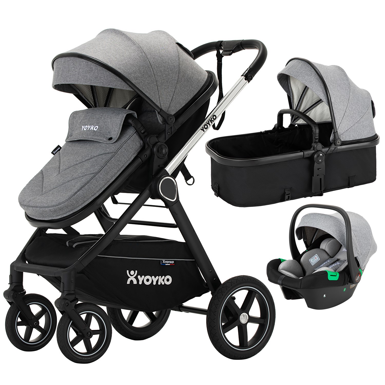 Yoyko Crown i-Size Travel Sistem Bebek Arabası 3 in 1 Gri Silver