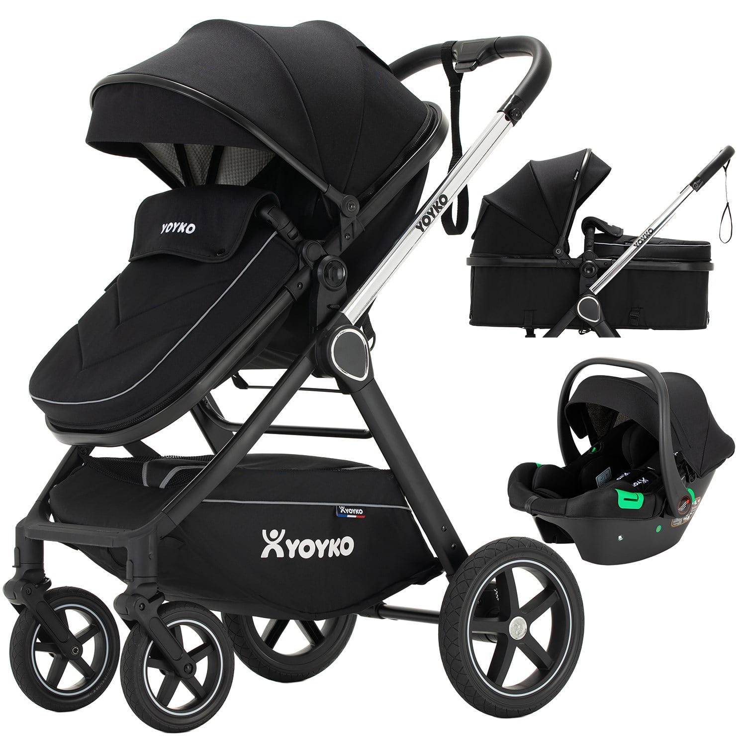 Yoyko Crown i-Size Travel Sistem Bebek Arabası 3 in 1 Siyah Silver