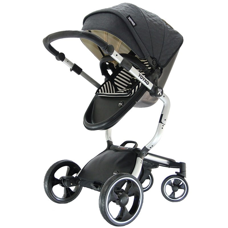 Yoyko Innovation Bebek Arabası 3 in 1 Siyah Silver Kapitoneli