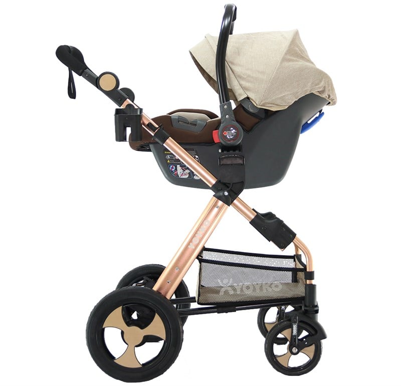 Yoyko Luxury Travel Sistem Bebek Arabası 3 in 1 Full Kahve Rose
