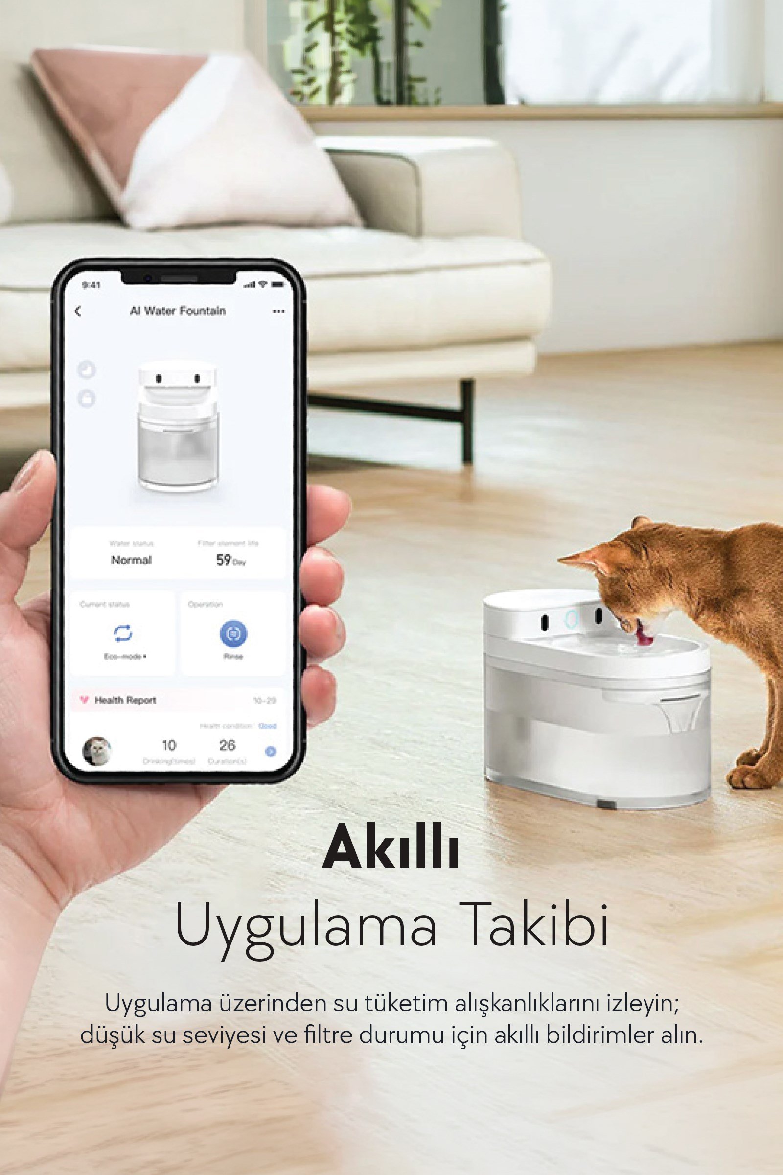 CATLINK Yapay Zekâlı Su Pınarı Kablosuz, 2.3 Lt