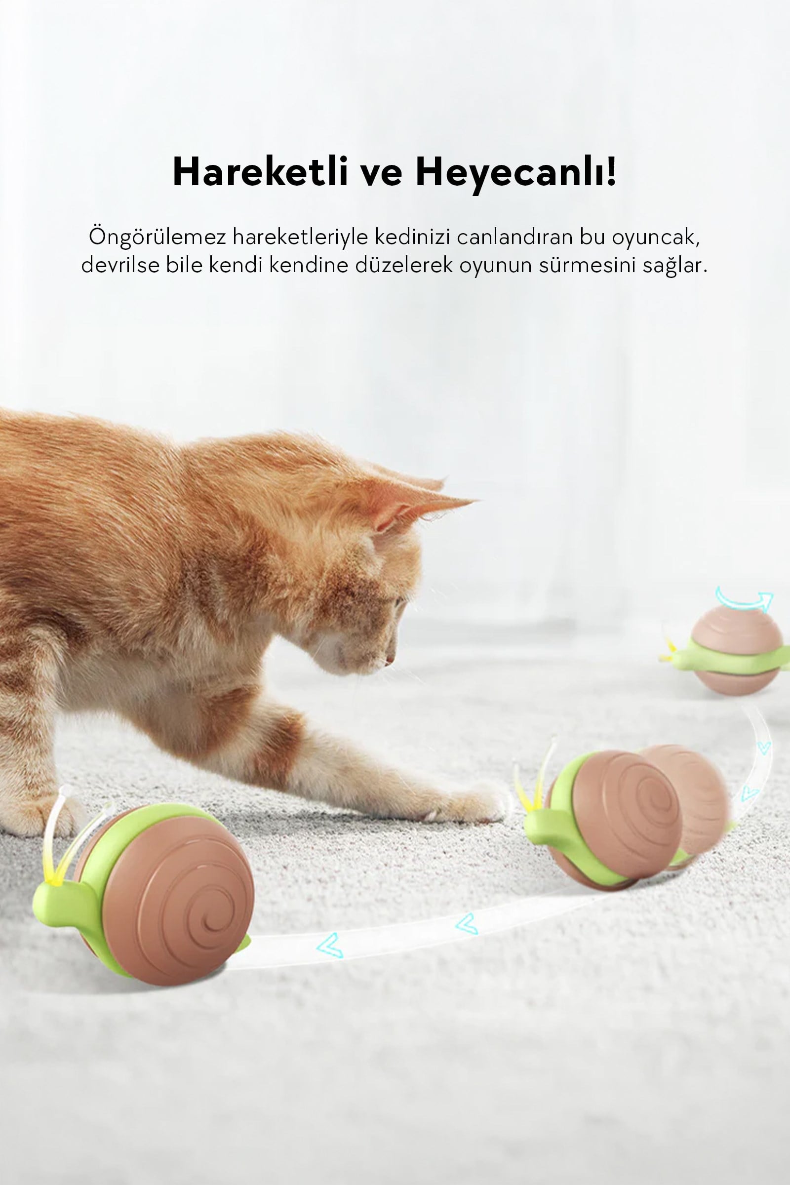 Cheerble Şarjlı Akıllı İneraktif Kedi Salyangoz Oyuncağı, Mavi 7 x 5 x 5.8 cm