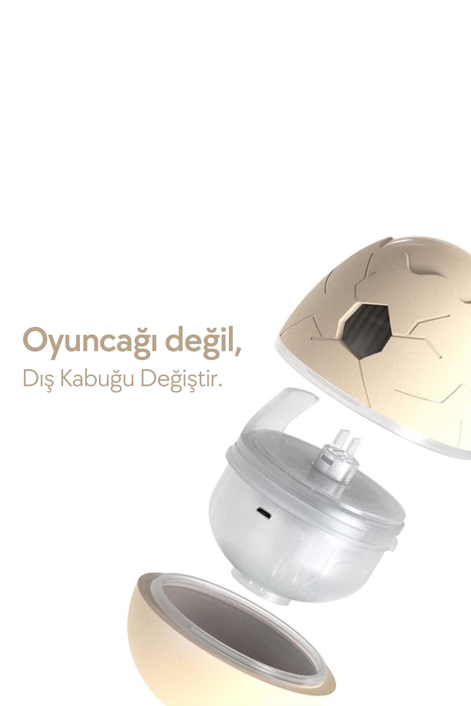Cheerble Şarjlı Akıllı İneraktif Kedi & Köpek Yumurta Oyuncağı, Krem 8 x 8 x 10