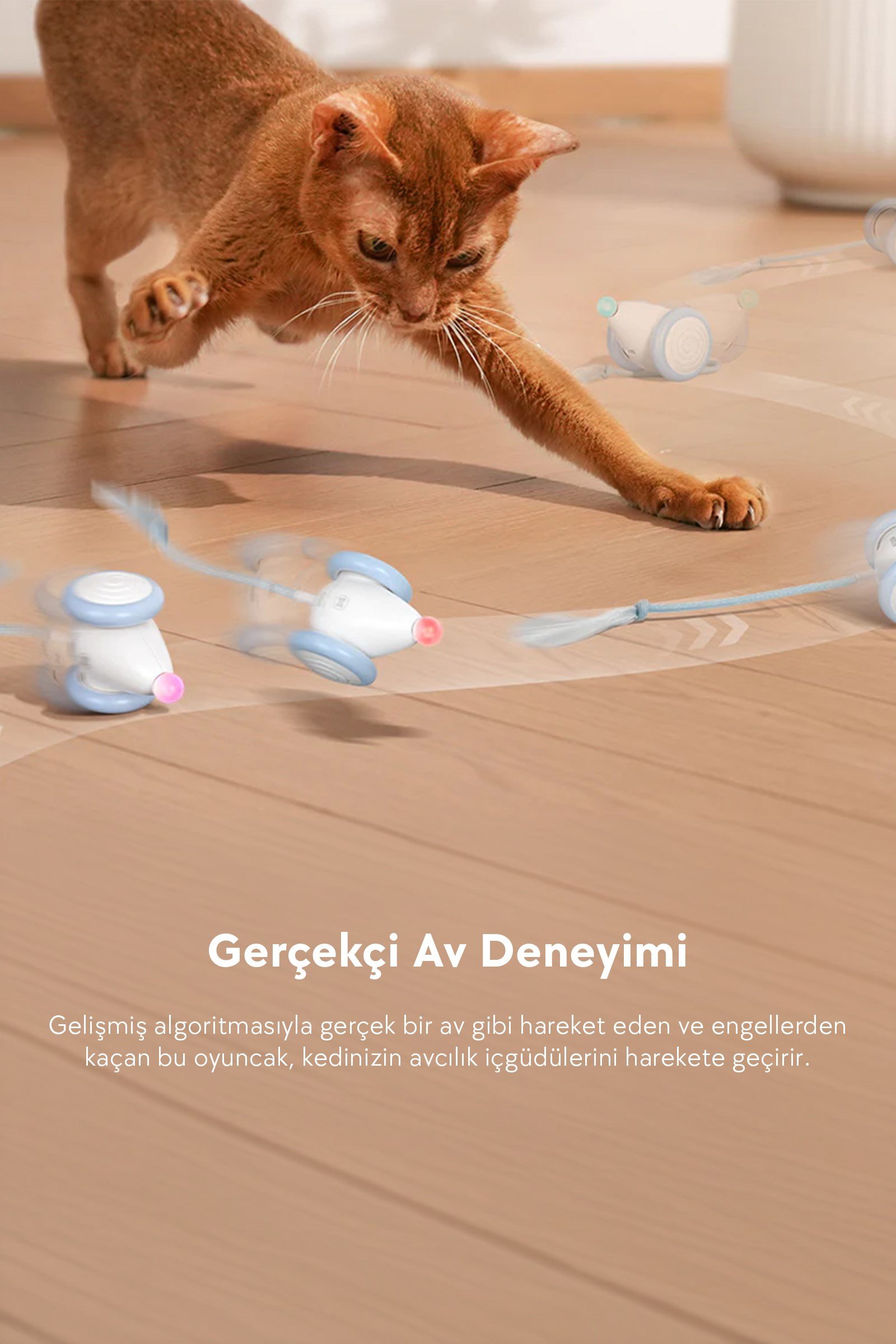 Cheerble Şarjlı Akıllı İneraktif Kuyruklu Kedi Fare Oyuncağı, Yeşil 7 x 5 x 5.8 cm