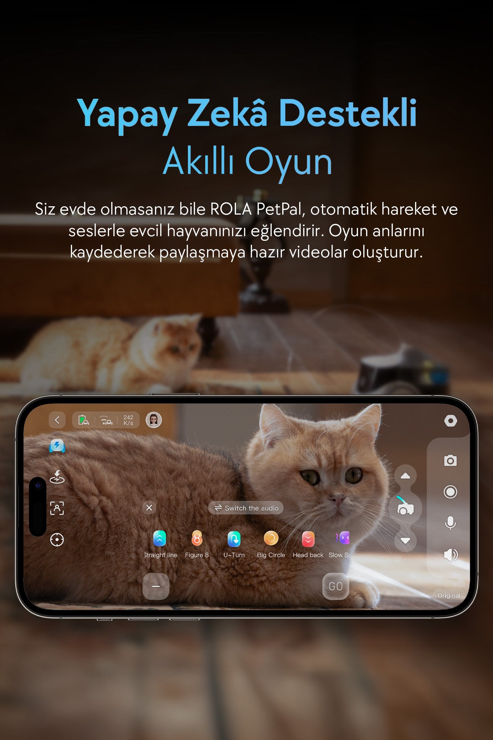 Enabot ROLA PetPal 2.5K Kameralı Evcil Hayvan Robotu, Oyuncak Eklentili
