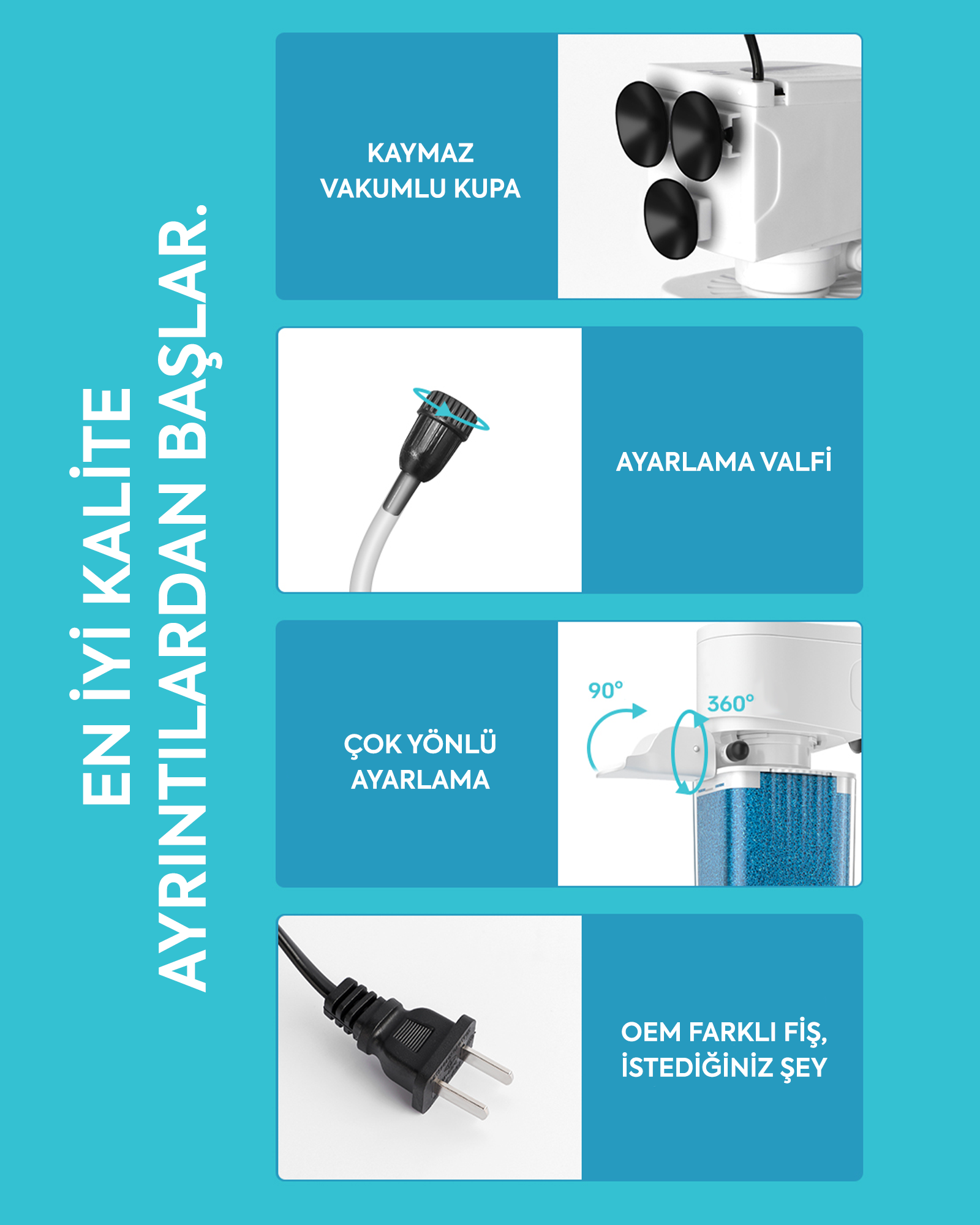 Jingye Akvaryum Şeffaf İç Filtre Beyaz 6W, 500L/H