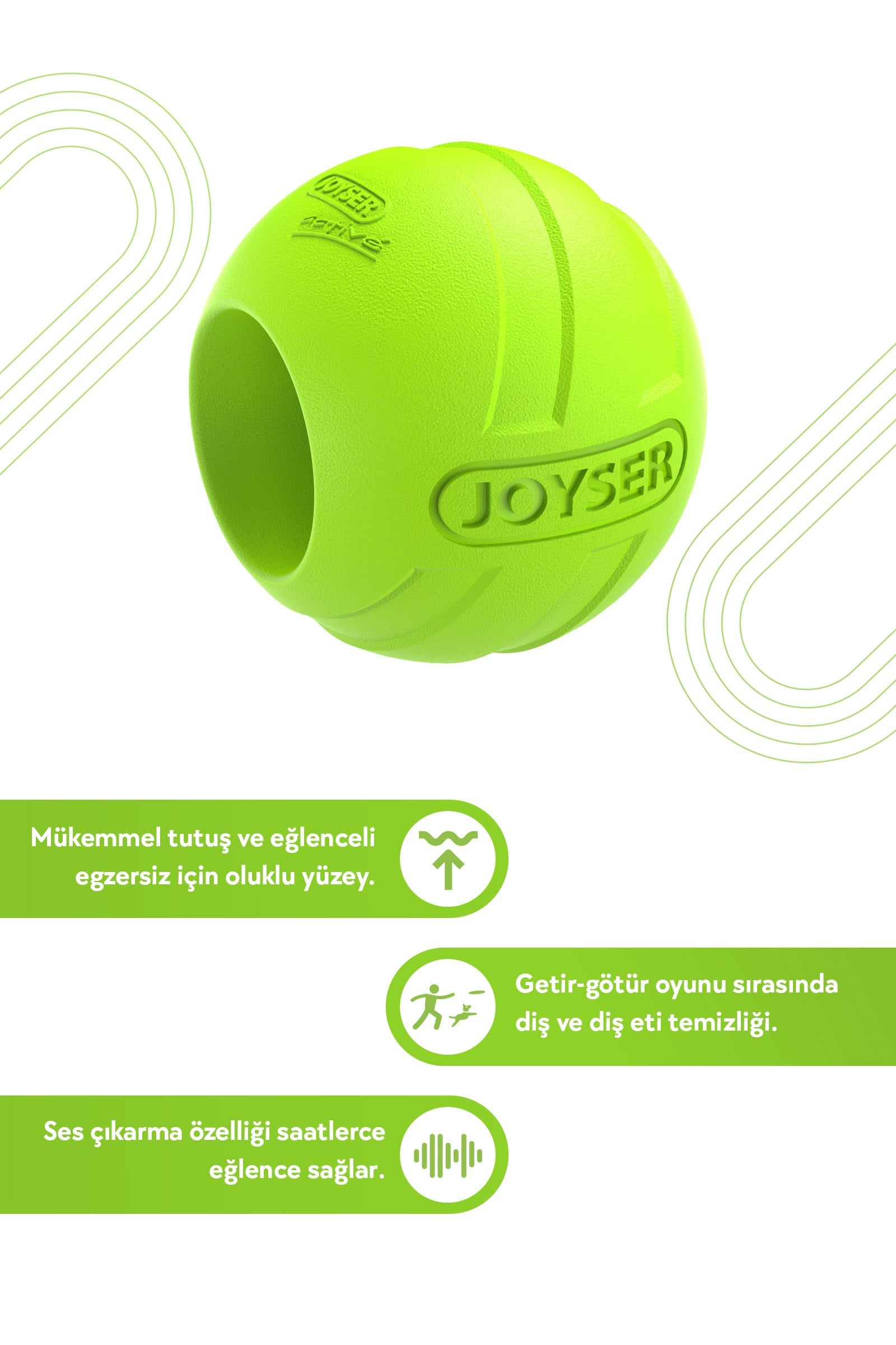 JOYSER Active Holeball Dayanıklı Çift Yönlü Köpek Oyuncağı Yeşil