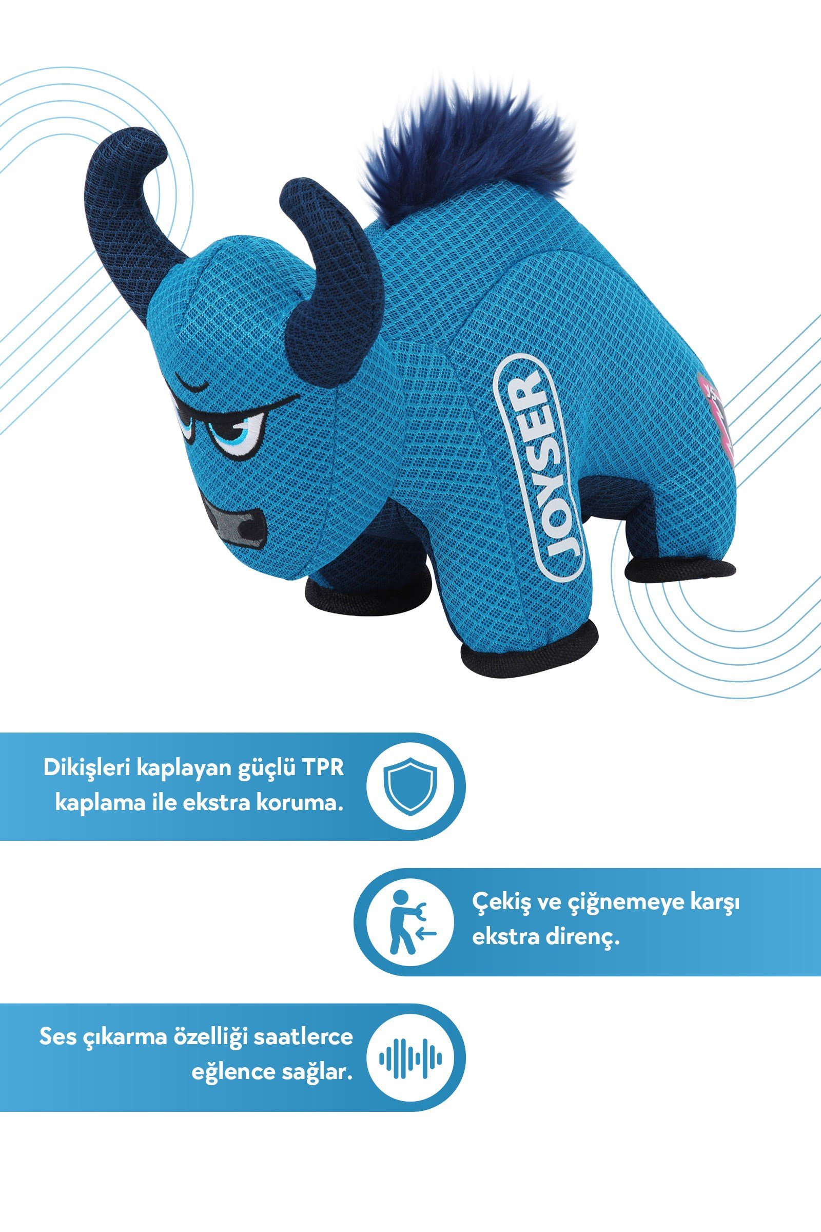 JOYSER Boğa Dayanıklı ve Hafif 2 Katmanlı Köpek Oyuncağı 27x20