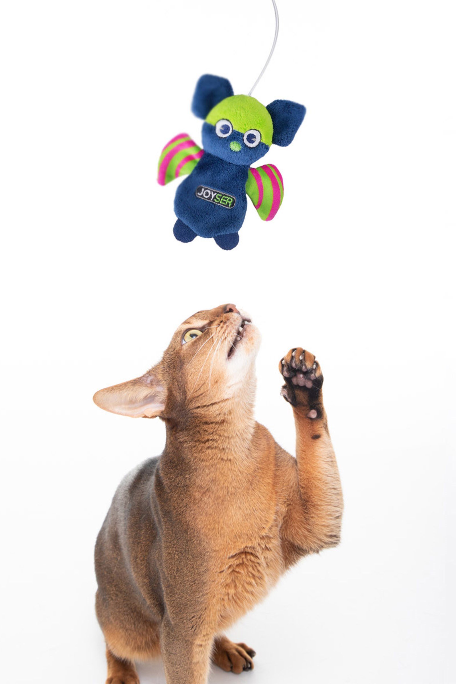 JOYSER Cat Yarasa Değişebilir Kedi Otlu Parmak Halkalı Kedi Oyuncağı 9 cm