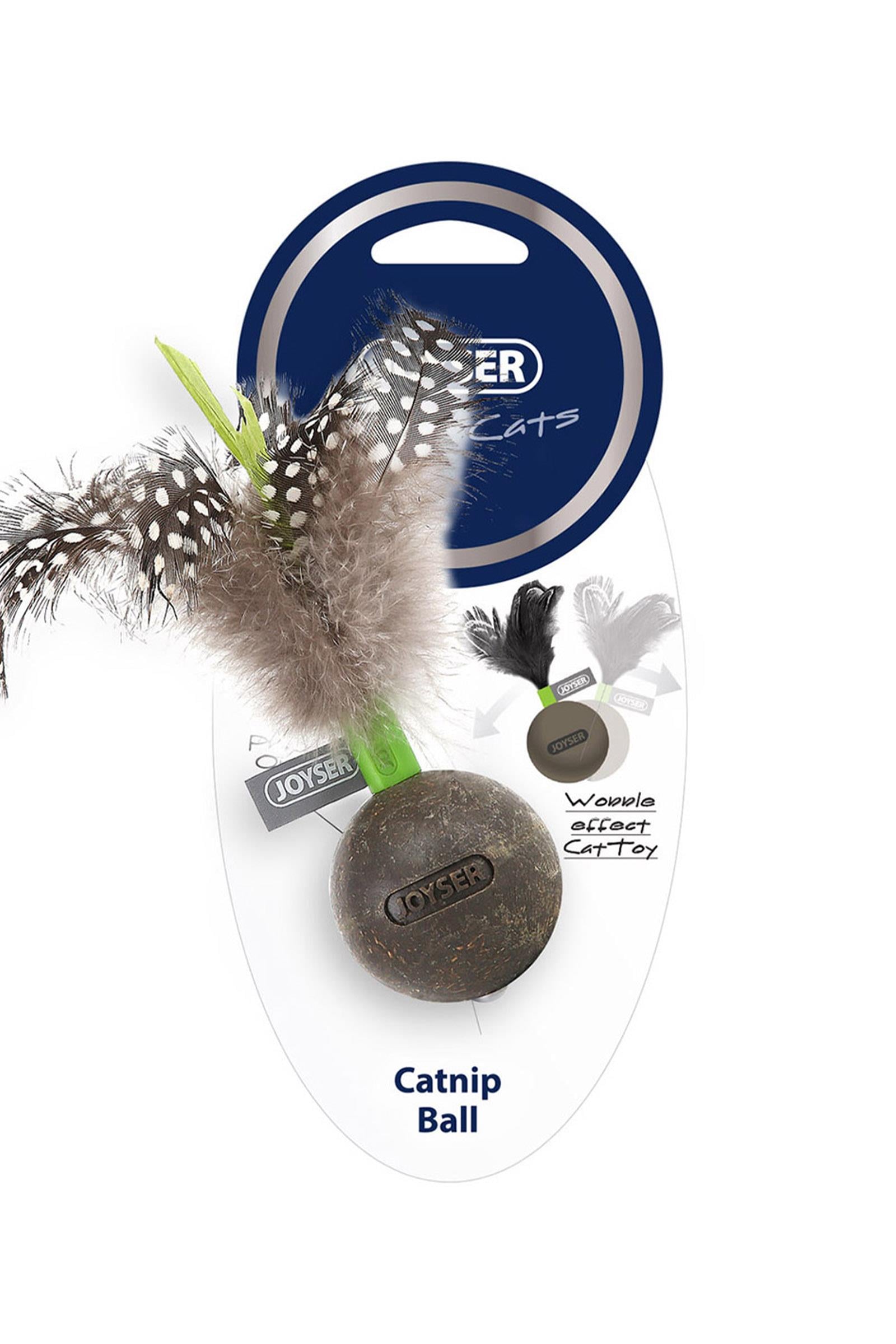JOYSER Catnip Ball Kedi Otlu Gerçek Tüylü Top Kedi Oyuncağı 13 cm