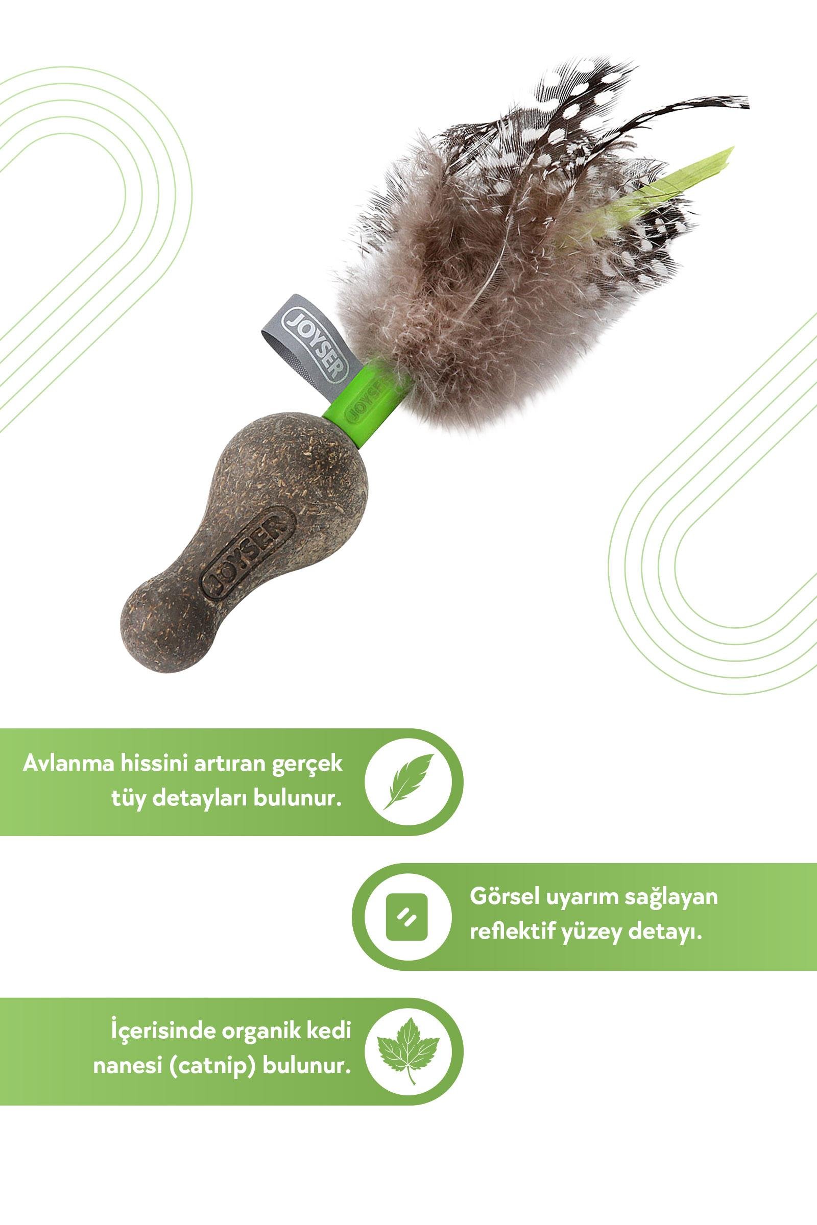 JOYSER Catnip Duoball Kedi Otlu Gerçek Tüylü Kedi Oyuncağı 15 cm