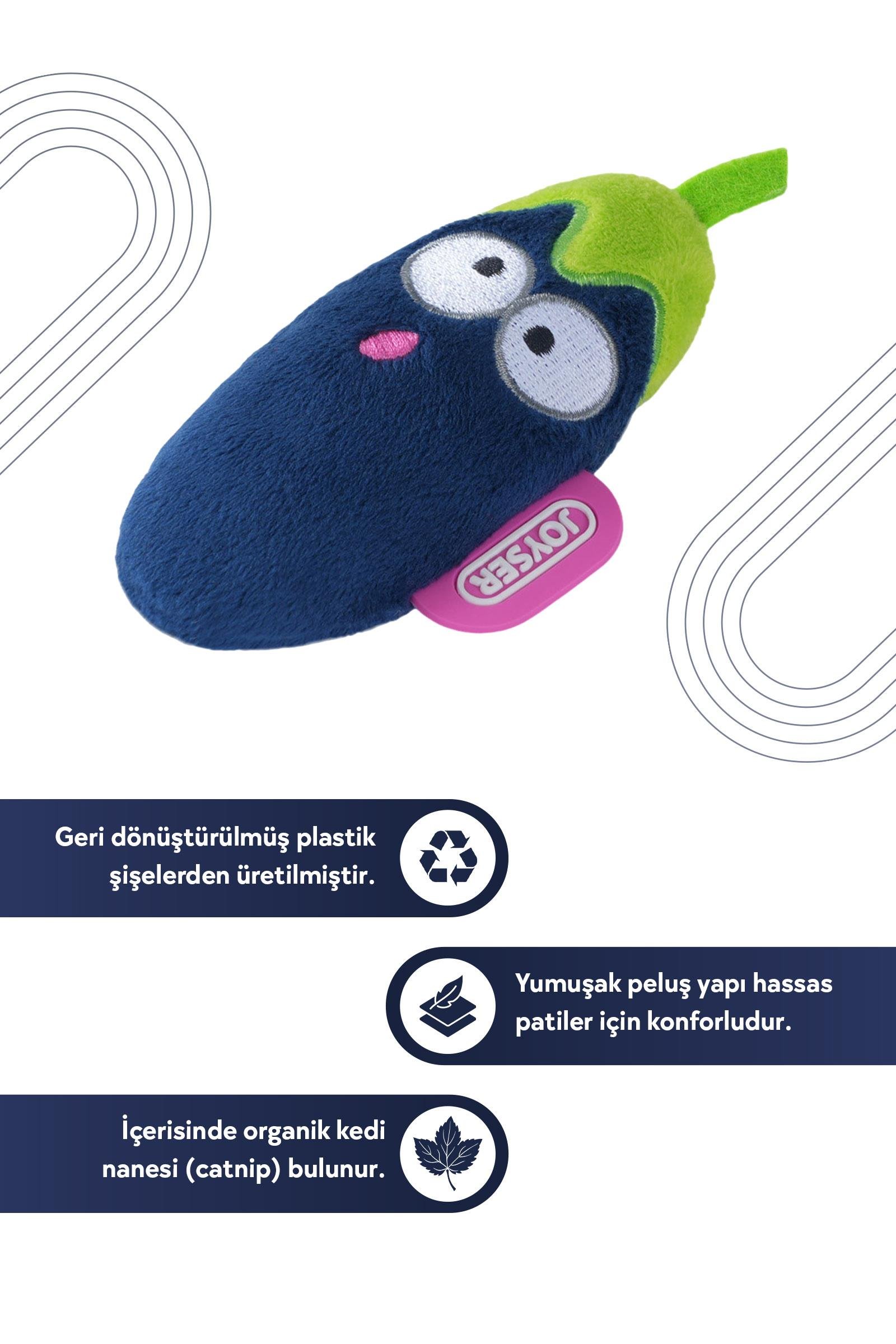 JOYSER Cats Eco Kedi Otlu Peluş Patlıcan Kedi Oyuncağı 10 cm